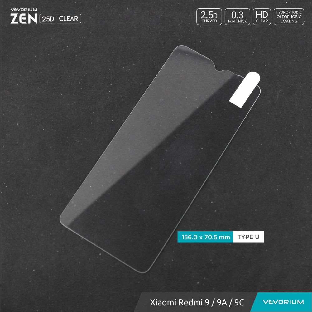 VEVORIUM ZEN 2.5D Clear Xiaomi Redmi 9 9A 9C Tempered Glass