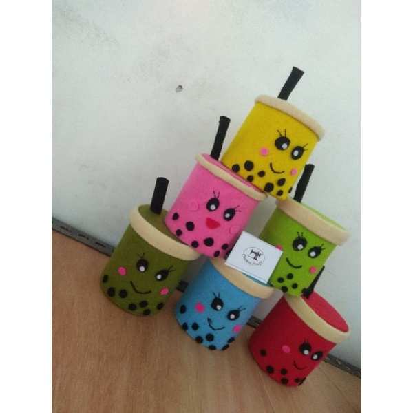 Jual celengan dari kain flanel bentuk boba celengan anak celengan lucu