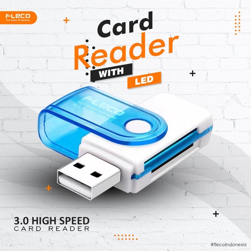 PROMO CARD READER FLECO ORIGINAL MULTY PUTAR 4in1 IC LED INDIKATOR SUPPORT UP TO 512GB