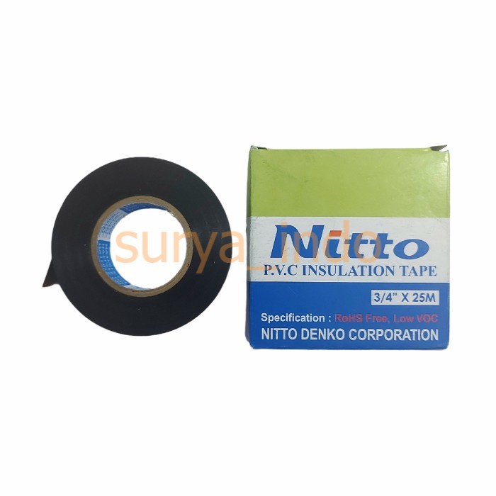 ISOLASI / LAKBAN LISTRIK HITAM 3/4'' x 25M NITTO PVC INSULATION TAPE