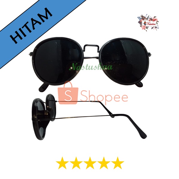 Kacamata Gaya Hitam Wanita Pria Double Frame - Kaca Mata Fashion Retro Bingkai Oval Metal Korea Style Sunglasses UV400 NOCASE