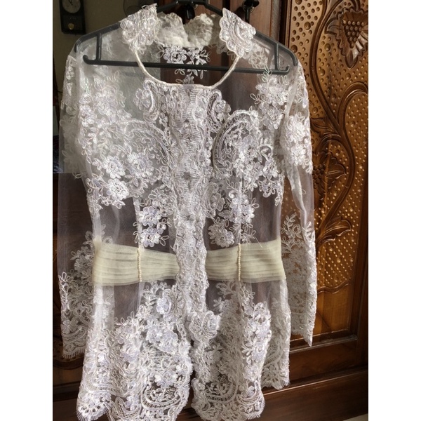 kebaya akad/kebaya putih bordir brokat mix tile dan payet