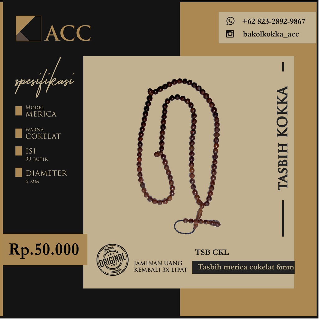 Tasbih kokka kaukah merica cokelat original asli