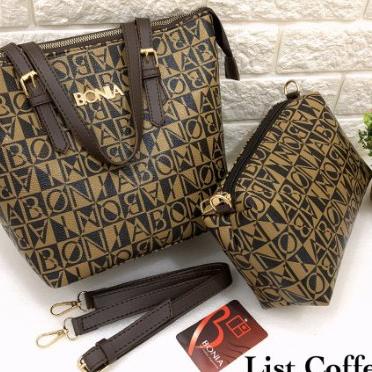 ☉ BIG SALE  TAS WANITA TOTE BAG BONIA 2in1 GOGO BONIA SUPER QUALITY SELEMPANG IMPORT BATAM ♟