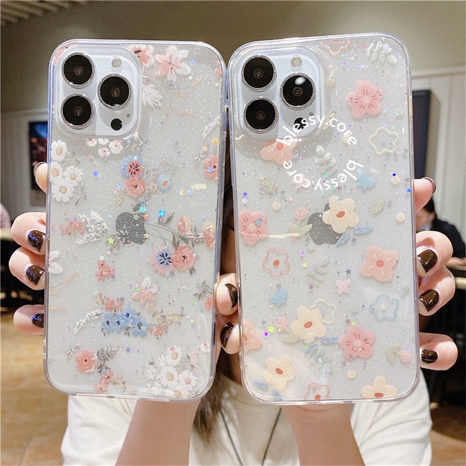Soft Case Transparan Motif Bunga Kecil Untuk Samsung A22 A32 A52 S20 Fe S21 Ultra