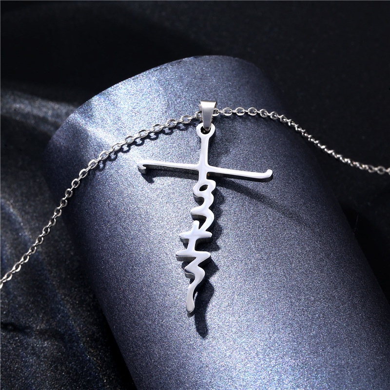 Baru Kata Jesus rak kalung in stainless steel Hip Hop gadis disko Christian Kata kalung