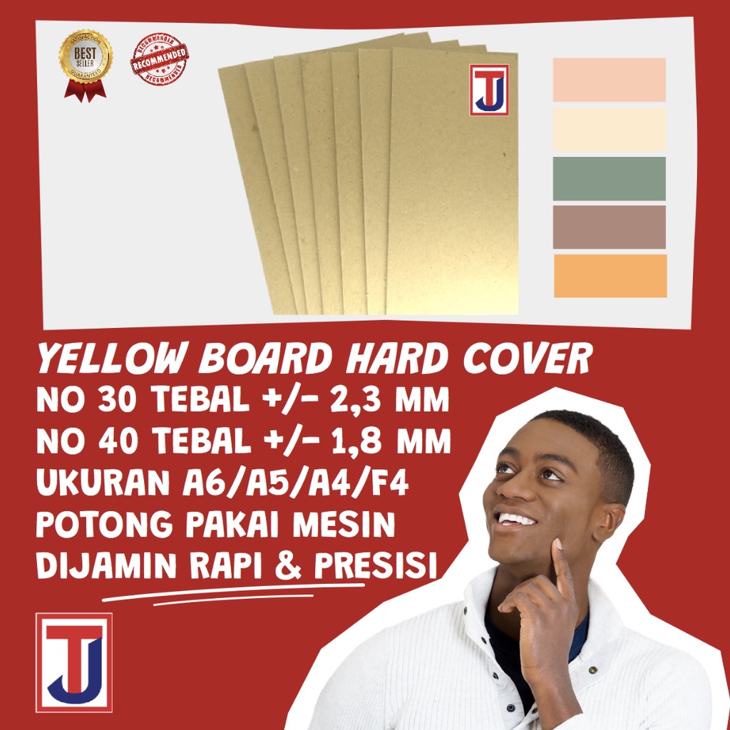 

Kertas Karton Kuning Bot / Yellow Board / Hard Cover No. 30 +/- 2,3 mm & No. 40 +/- 1,8 mm Ukuran A6 / A5 / A4 / Folio F4