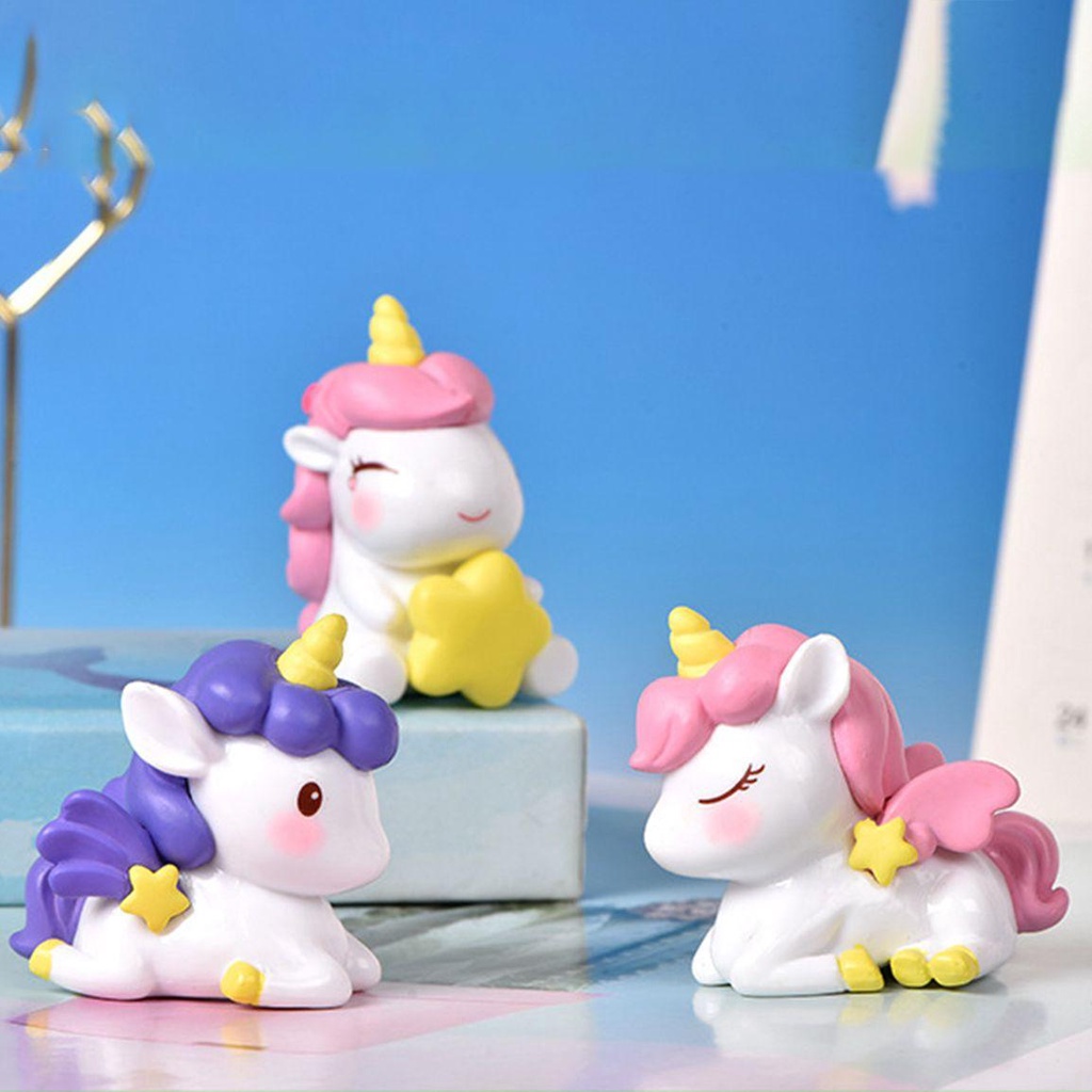 Patung Unicorn Agustina 1pcs Kreatif Untuk Anak Perempuan DIY Pegang Bintang, Hadiah Anak Hati Hiasan Kue