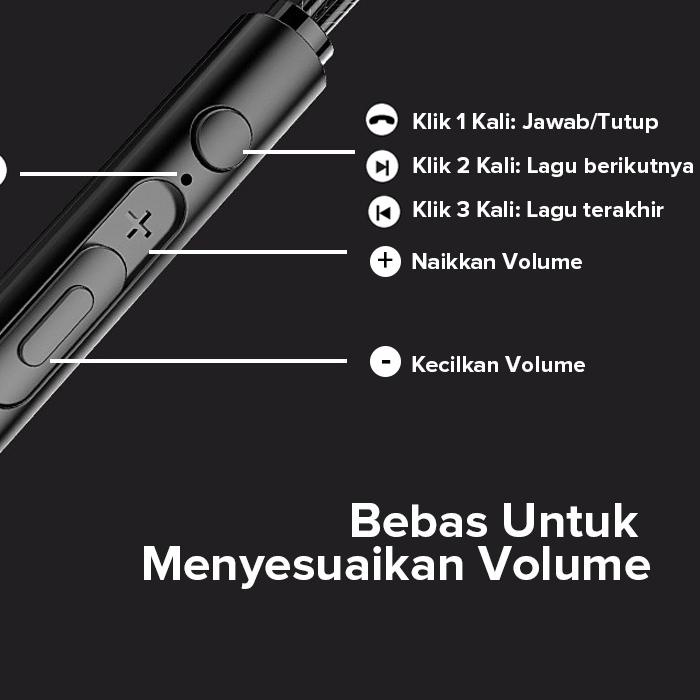 ⭐TACOO Earphones TEH0416 black braided wired Sport Headset + Mikrofon Kabel Waterproof Hi-Fi Stereo 