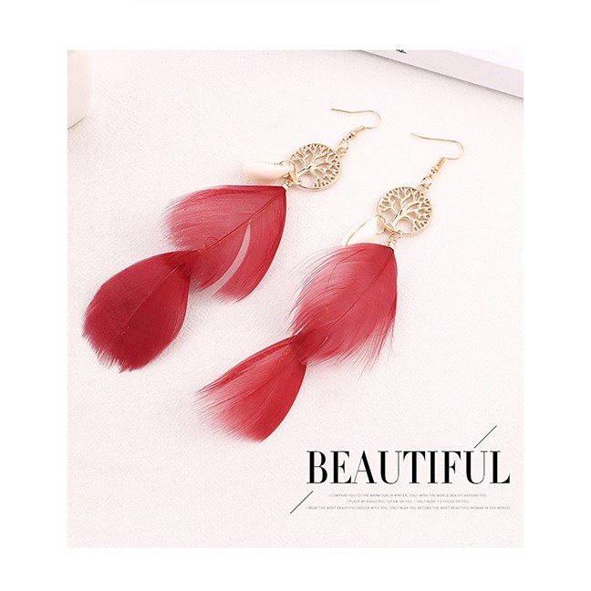 LRC Anting Gantung Fashion Tassel Wisdom Tree Earrings Y6127X