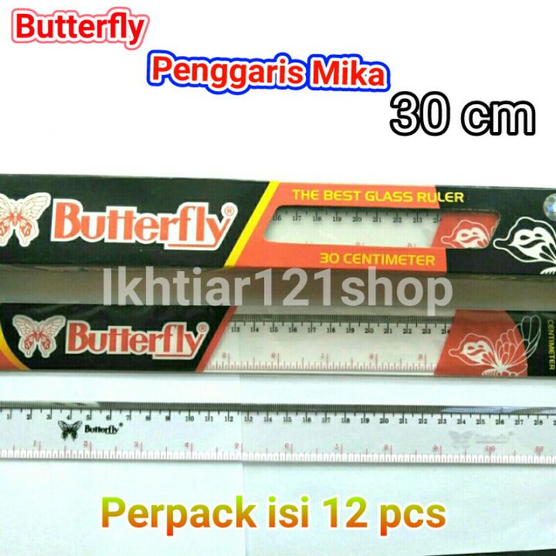 

1 Pack Penggaris 30cm Butterfly the best Ruler isi 12 pcs