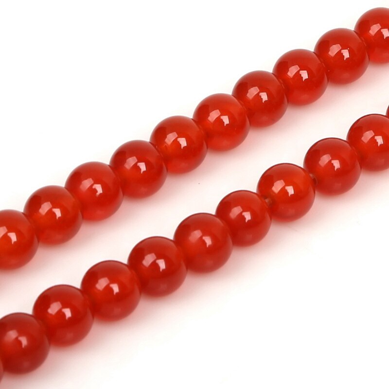 Manik-Manik Batu Carnelian Agate Merah Bulat Ukuran 3 4 6 8 10 12mm Untuk Membuat Perhiasan Gelang Kalung