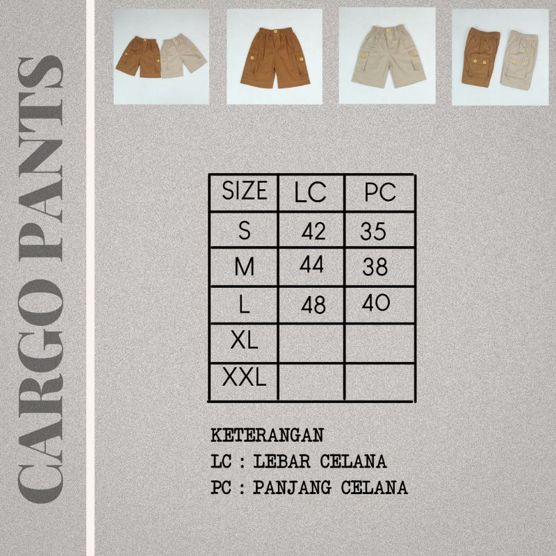 CARGO PANTS - Promo 10.10 Celana Cargo Anak Premium Stretch Melar Pendek Kids Cowok Cewek Lucu Murah 1-4 Tahun