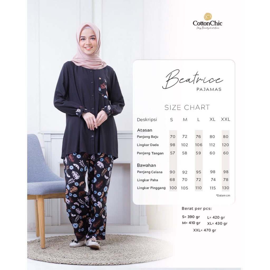 Piyama Beatrice pajama by cotton chic terbaru 2022