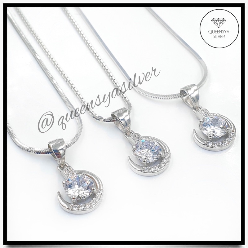 Kalung Perak Wanita Asli Silver 925 Lapis Emas Putih || Kalung Kasandra Flexi/Italy Santa/Cassandra Square Liontin Soliter Full Mata Berlian || Perhiasan Asli Perak