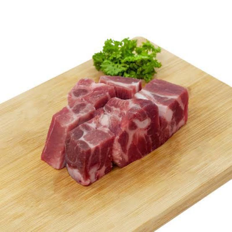 

Pork Collar Cubes 250gr Daging Kapsim Babi Potong Dadu Import Premium