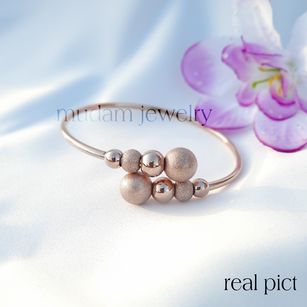 Gelang Lentur Titanium Sand Balls Tersedia Warna Rosegold, Gold dan Silver