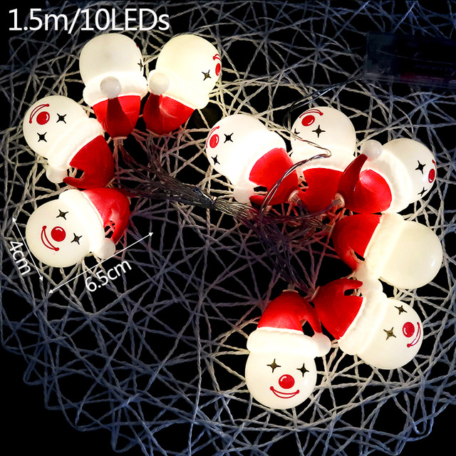 Lampu String 10 Led 1.5m Bentuk Snowman Tenaga Baterai Untuk Dekorasi Natal