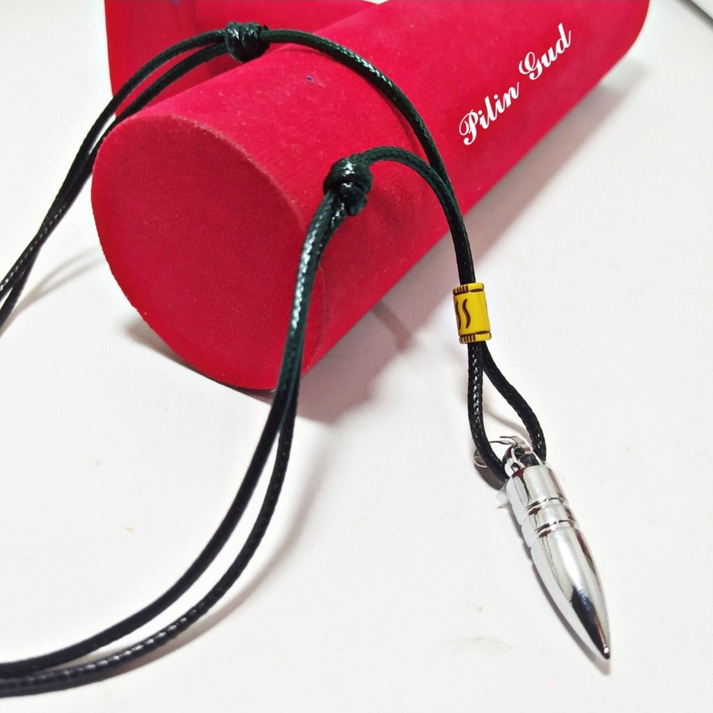 diy kalung tali bandul peluru stainless tahan karat import keren