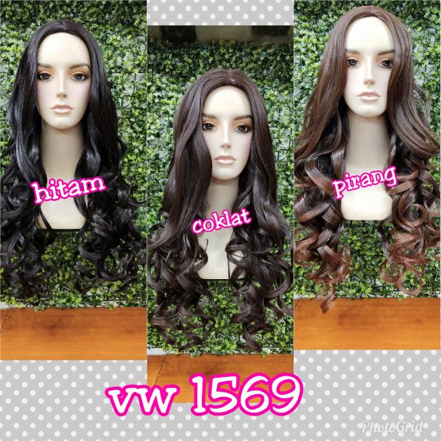 RAMBUT PALSU WIG KOREA WIG WANITA PANJANG CURLY WAVE KERITING OMBAK NATURAL RAMBUT ASLI 1569