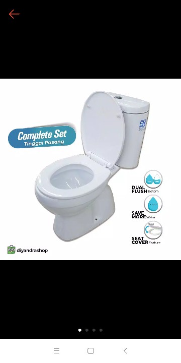 Closet Duduk Import Jarak As 25 Cm Dual Flush