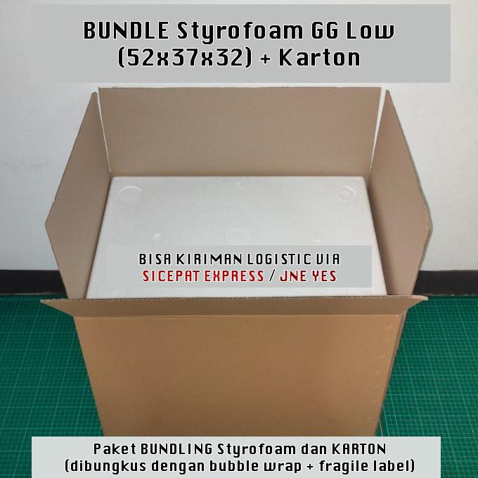 

New!! Styrofoam Box GG (52x37x32cm) + Karton dan Bubble Wrap