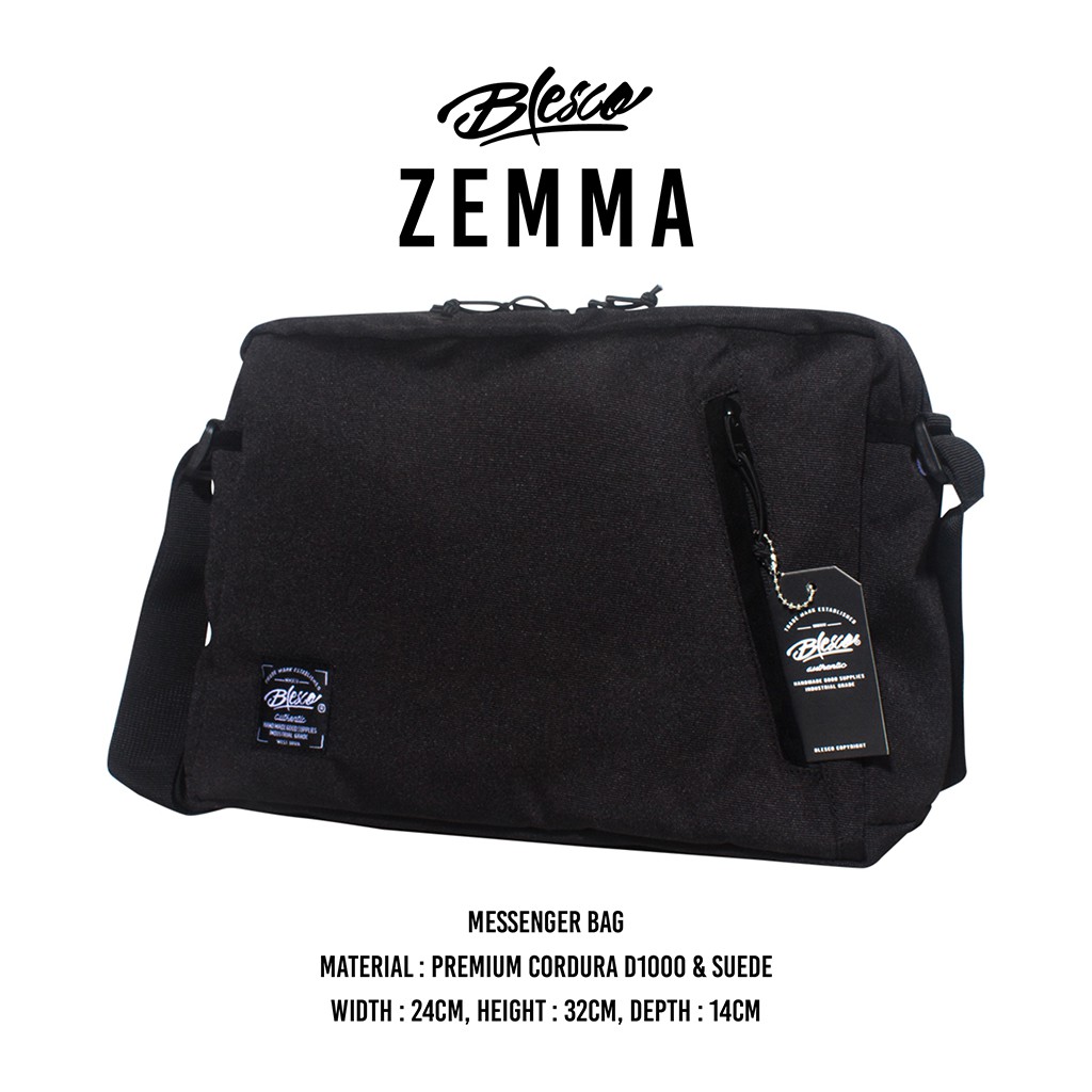 Tas Selempang Laptop Pria 14 inch Warna Hitam - Blesco Zemma