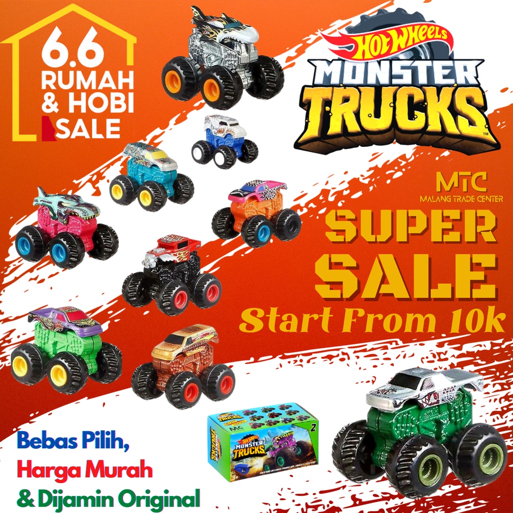 Hot Wheels Monster Trucks Mini Include Launcher atau Pelontar