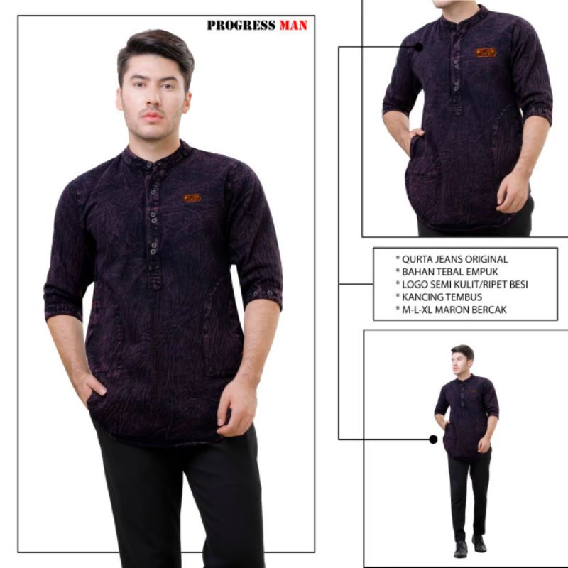 Baju Koko Kurta Pria Jeans Original Progressman Terbaik