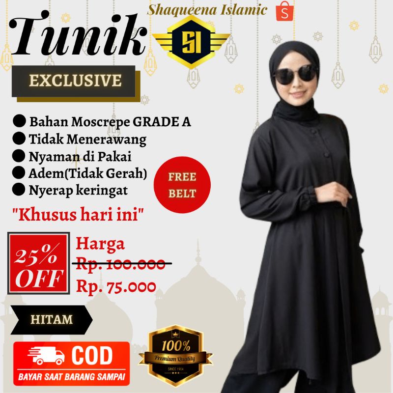 Atasan Tunik Wanita Remaja Terbaru 2021 Kekinian Polos Belt Jumbo Wanita Murah Berkwalitas Moscrepe