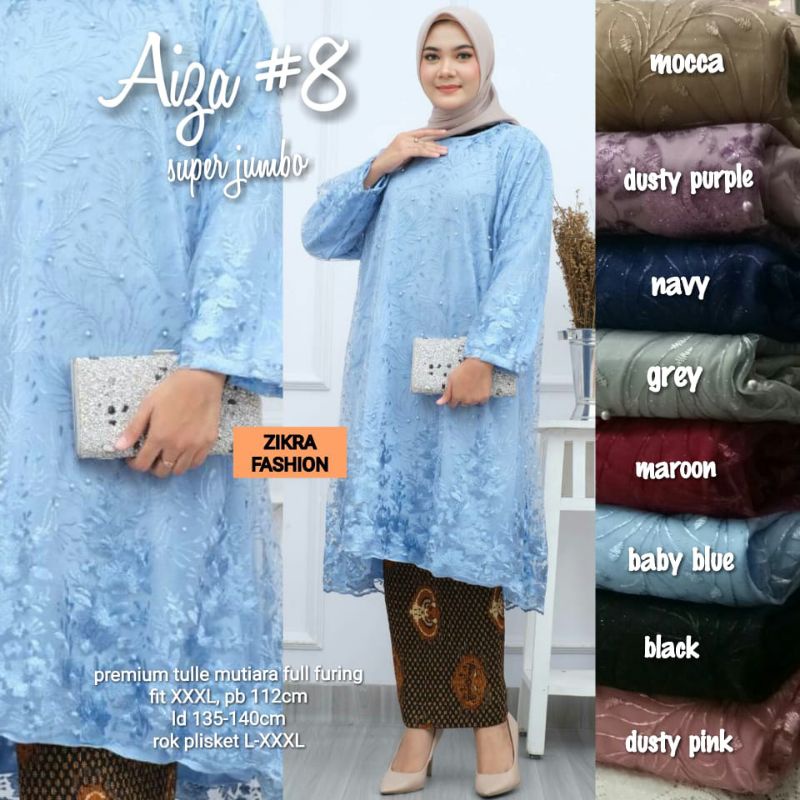 Aziza#8 SuPER JUMBO RESTOCK / ATASAN JUMBO/ BAJU BROKAT/ BAJU KONDANGAN/ prem.tille mutiara berfurin