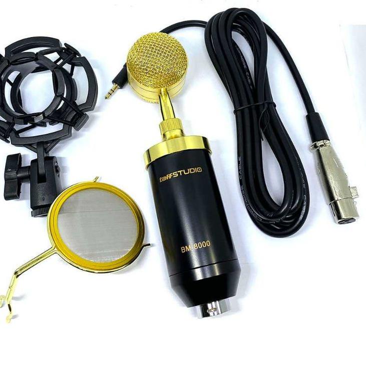 Model Baru OBRAL  Mic TAFFSTUDIO BM-8000 Profesional Mikrofon Condenser + Xlr Kabel + Holder Shockpr