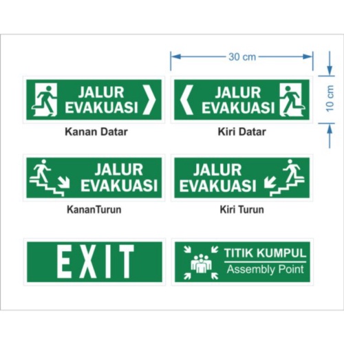 Sticker Jalur Evakuasi - Exit 30cm x 10cm Sticker Relfective