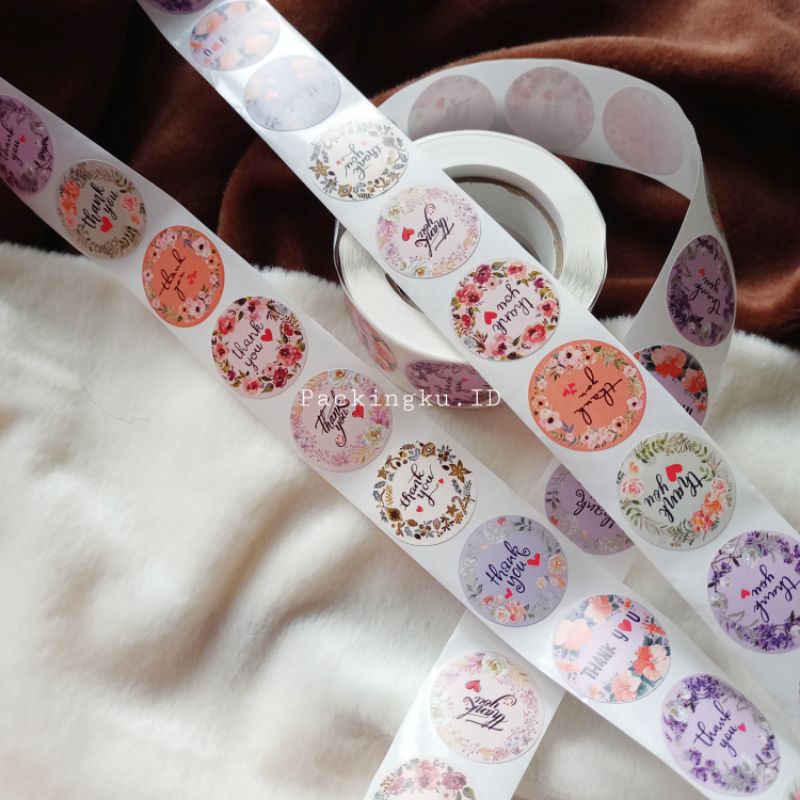 [Kecil 2.5cm] Sticker Label Thank You | Segel Roll 500 pc-Ty Flower