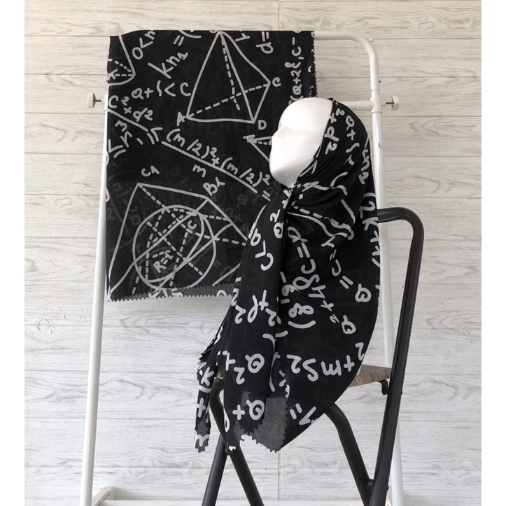 (COD) TERLARIS !!! HIJAB KORAN ARAB / KRUDUNG VOAL MOTIF ARAB / HIJAB VIRAL / HIJAB SEGI EMPAT-Matematika hitam