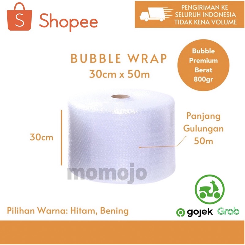 BUBBLE WRAP Packing Bening Hitam Ukuran 30cm x 50m