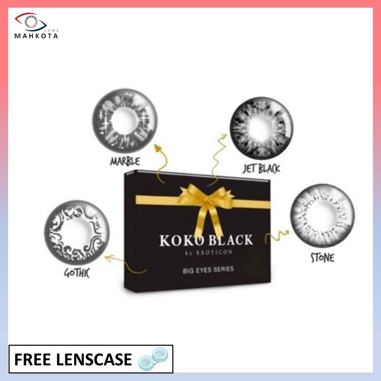 Softlens Koko Black / NORMAL &amp; MINUS (-0.50 s/d -3.00) By EXOTICON MARBLE STONE JETBLACK GHOTIC / 14.5mm