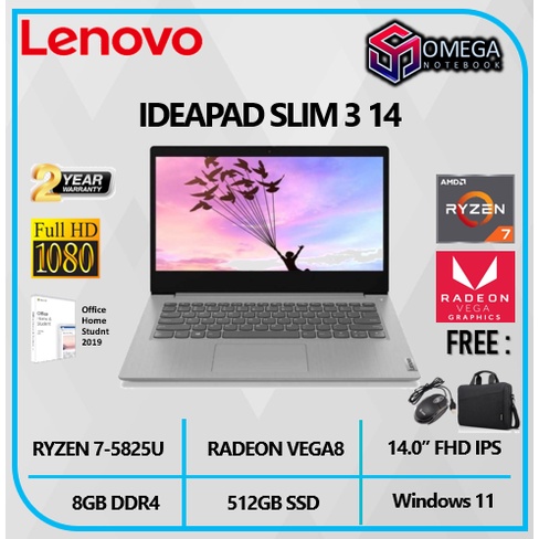 LENOVO IDEAPAD SLIM 3 14 RYZEN 7 5825U 8GB 512SSD VEGA8 W11+OHS 14.0&quot;FHD -1WID