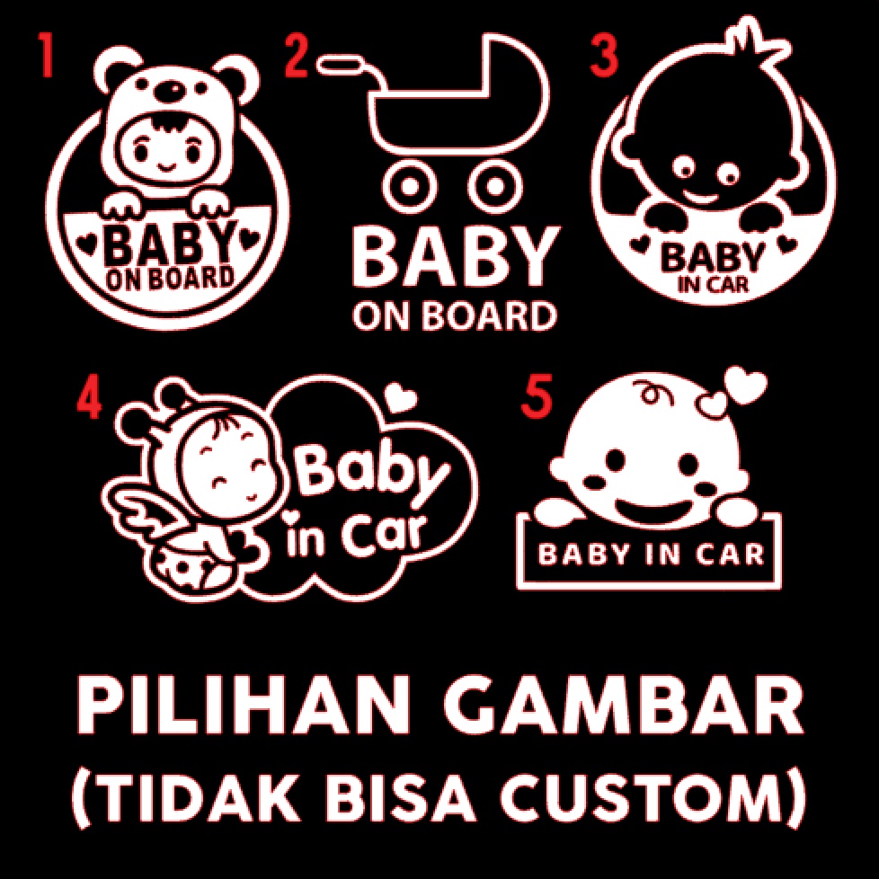 STICKER DECAL MOBIL BAYI BABY ON BOARD ON CAR LUCU