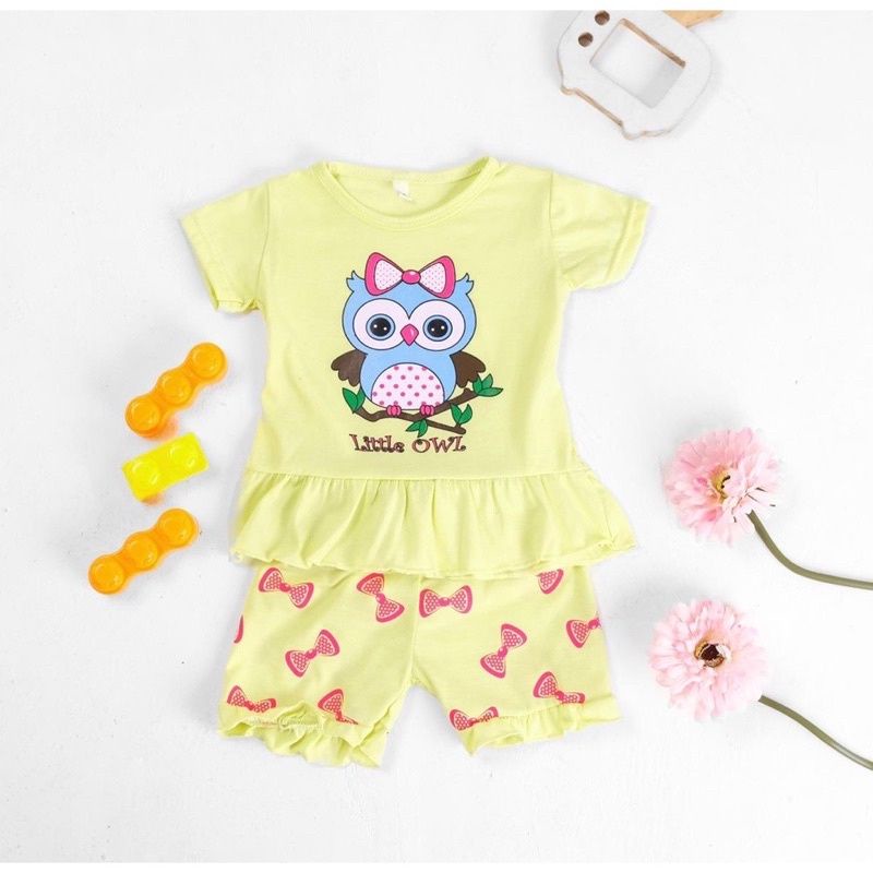 DK SETELAN Baju RUFFLE Set MOTIF Pendek Anak Perempuan SIMPLE &amp; MURAH - GRUP 2