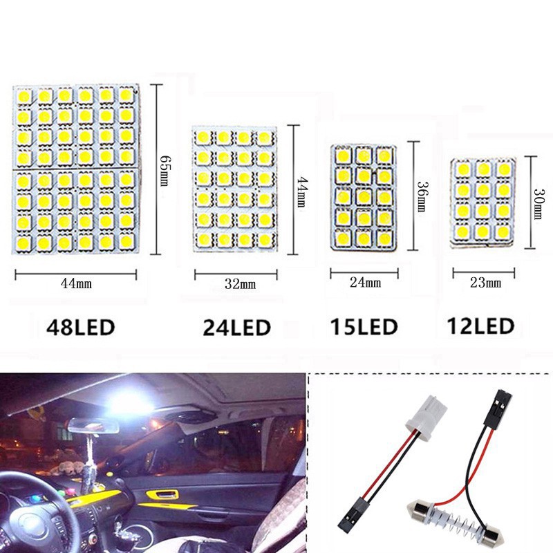 1 Pcs Mobil Panel Membaca Peta Lampu 5050 6 9 12 15 24 36 48 LED SMD Dome Interior Lampu Atap T10