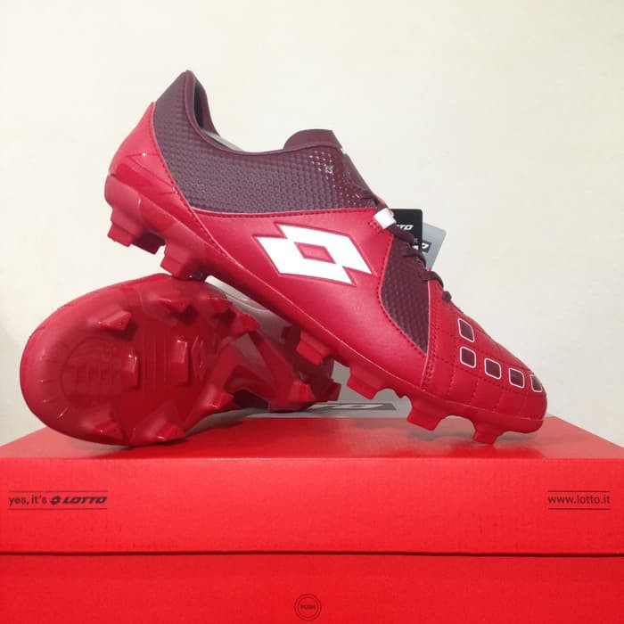 Sepatu Bola Lotto Squadra FG Dark Red White Original