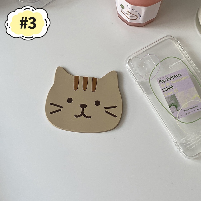 Kucing lucu Kartun Hot Plate Silicone Coaster Tatakan Makanan Non-Slip