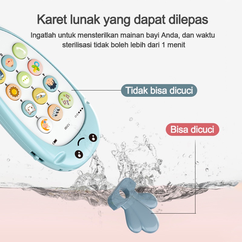 Telpon mainan anak/Melepon mainan/Mainan Ponsel Bayi/Mainan Handphonebayi/Telepon Pendidikan Awal dengan Lampu Musi L146