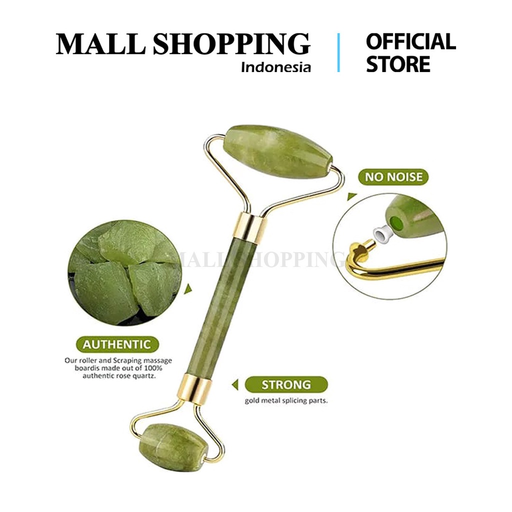 Roller Face Batu Hijau Green Guasha Jade Roller Tool Pemijat Muka Wajah Pipi Tirus MALL SHOPPING