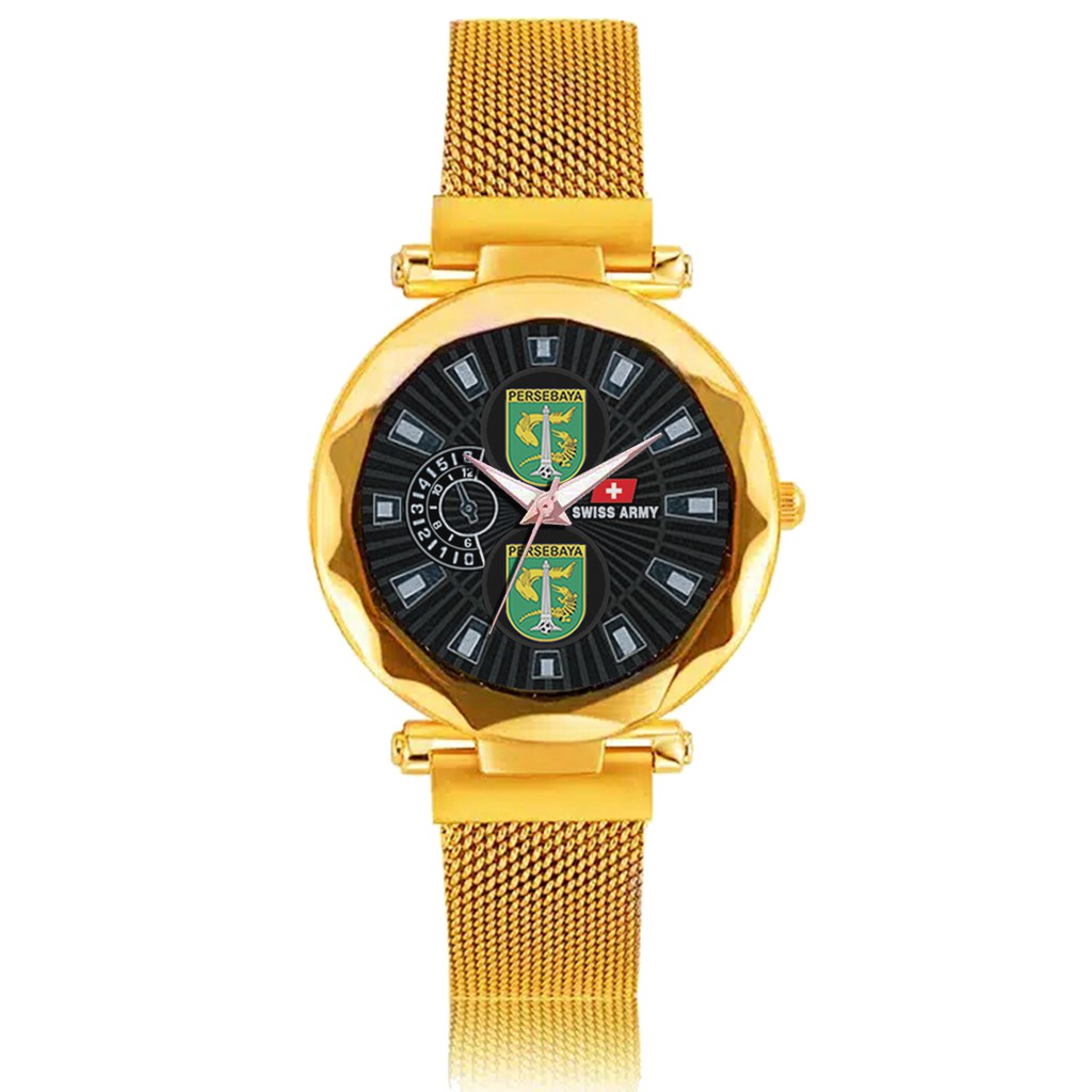 Jam Tangan Wanita Custom - PERSEBAYA Free Box &amp; Batre Cadangan