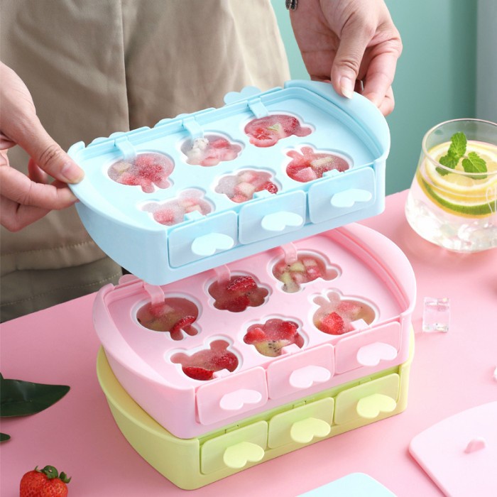 silicone children popsicle ice mold tray stackable box / cetakan es / cetakan es cream