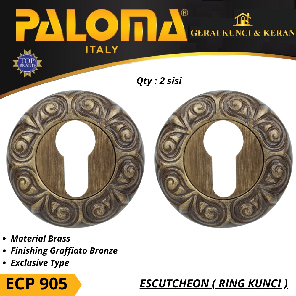 PALOMA ECP 905 RING KUNCI BULAT ESCUTCHEON EXCLUSIVE COVER TUTUP CYLINDER KUNCI ANTIQUE GR