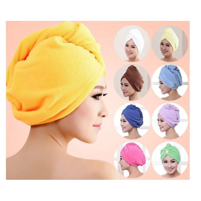 Handuk Kepala Motif Polos, Magic Towel Microfiber