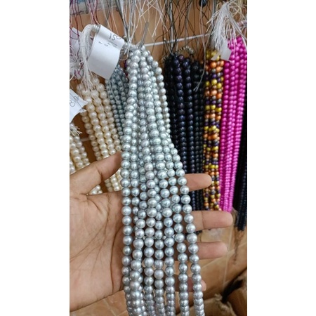 DIAMETER 8-9 MM KUALITAS SEMI SUPER ORIGINAL MUTIARA RENTENGAN WARNA ABU ASLI MUTIARA AIR TAWAR LOMB